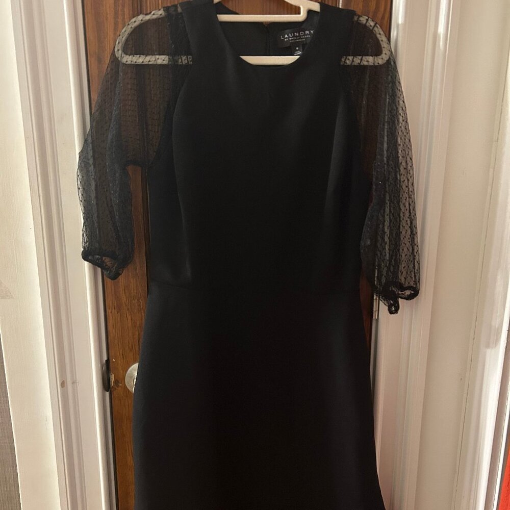 Laundry By Shelli Segal Black Dress Lace 3/4 Sleeves Brand New Size 6